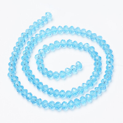 10 Strands Bead Glass Beads Strand Beaded Faceted Rondelle Blue for DIY Bracelet