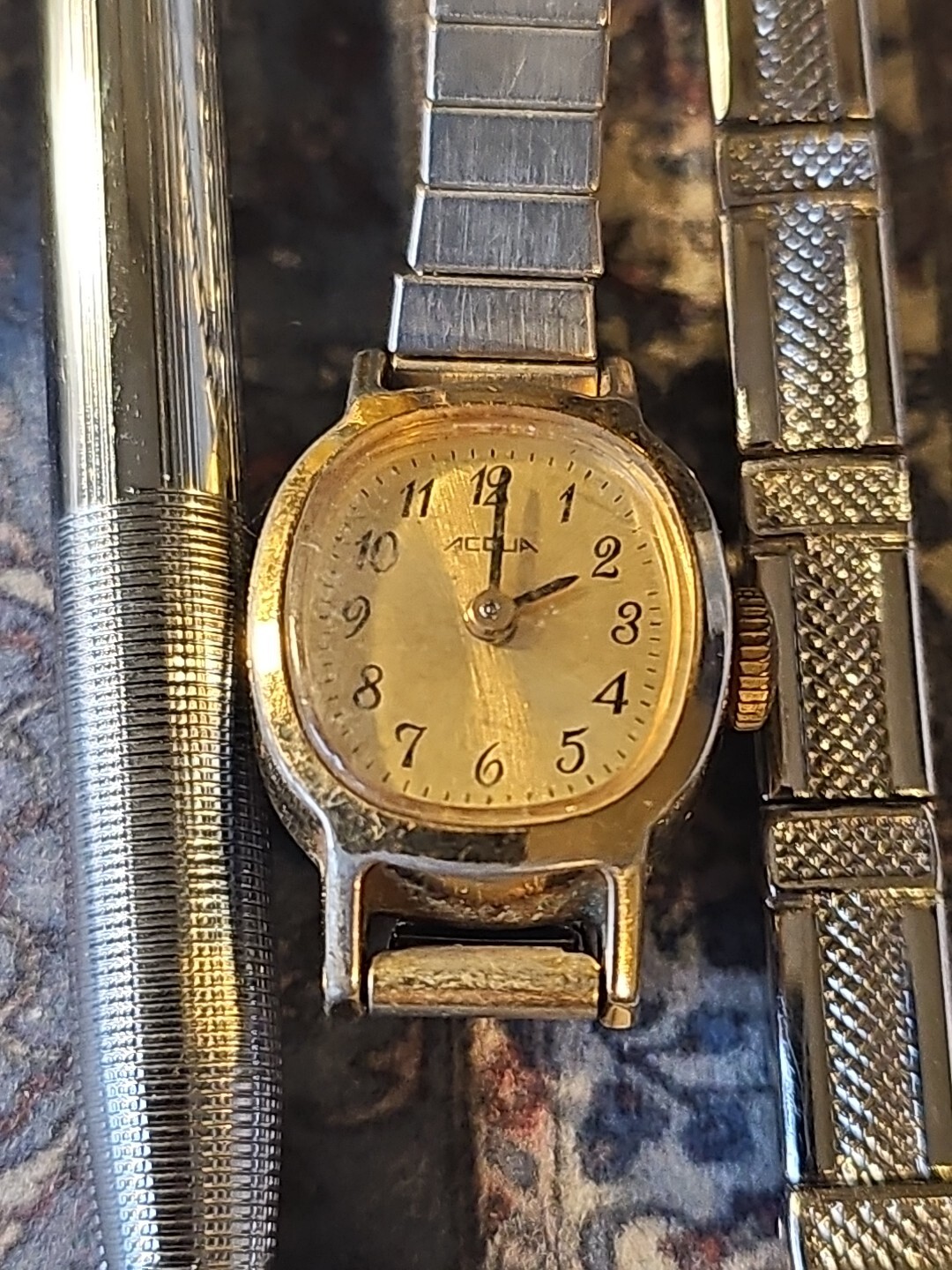 Vintage Junk Drawer Jewelry Watches Waltham 1973 Timex Mercury Cross