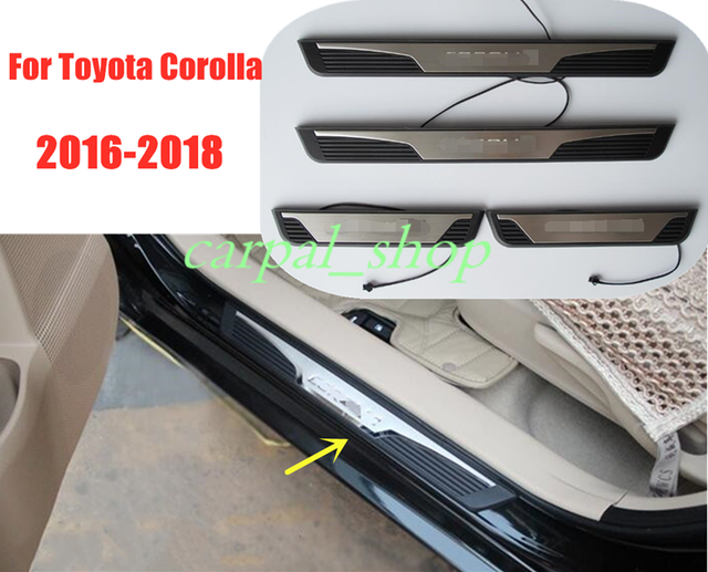 FIT For Toyota Corolla 2016 2018 LED Car Door Sill Trim Guard Plate