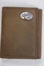 ZEP PRO Whitetail Buck Deer Crazy Horse Leather trifold Wallet Tin Gift Box