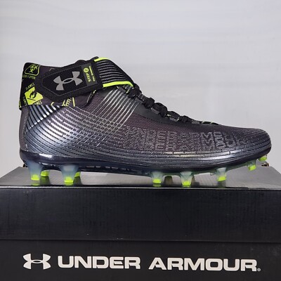 Size 13 - Under Armour Highlight MC Fold Down - Football - Black / Grey - Mens