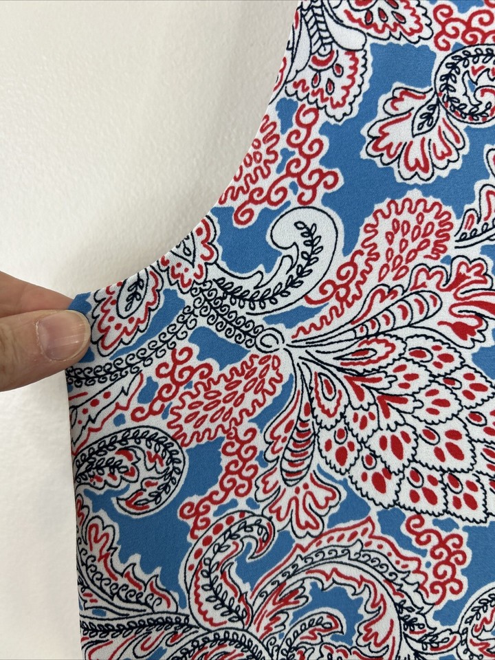 Loft Women’s L Blue Red Colorful Paisley Spaghetti Strap Cami Tank Top