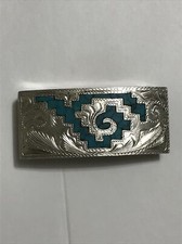 Vintage Made In Mexico Sterling Belt Buckle  ALC  Stamp 31.4 Grams Sterling  