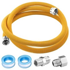 Gas Line Kit 72" Flexible Stainless Steel for Dryer Stove Range 1/2" OD with ...