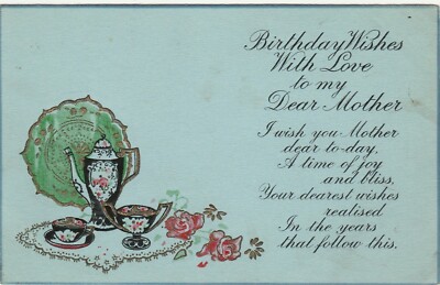 Grußkarte 28. Juli 1931 Geburtstagswünsche mit Liebe an meine liebe Mutter 3 1/2'' x 5