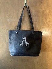 Thirty-One Brown Women’s Tote Bag, Shoulder Strap, Embroidered Giraffe Accents