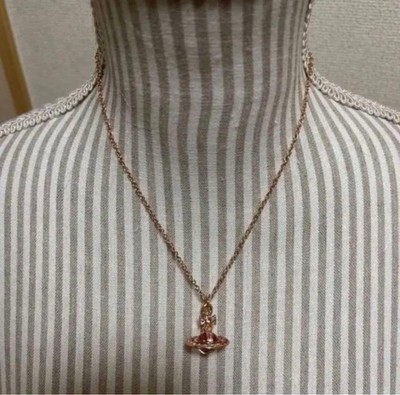 Vivienne Westwood Necklace Tri-Color Rhinestone Orb Rose Pink Gold