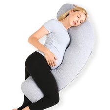 Momcozy Pregnancy Pillows for Side Sleeping, J Shaped Maternity Body Pillow f...