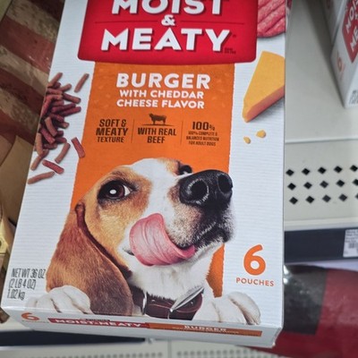 Moist & Meaty Beef Burger Cheddar Cheese Dog Food, Soft Texture, 6 Pouches