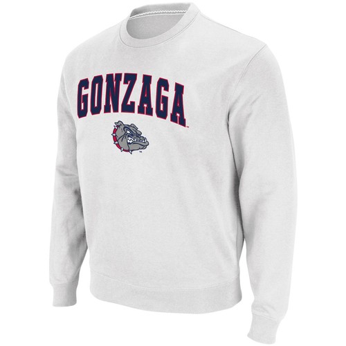 Men's Colosseum White Gonzaga Bulldogs Arch & Logo Tackle Twill Pullover - Imagen 2 de 3