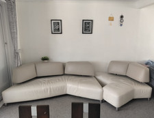 Leolux White/Beige Leather Corner Sofa Country Style 220x95x54cm