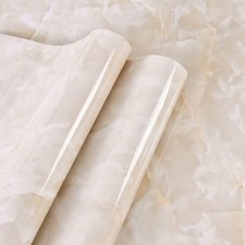16x120in Cream Marble Contact Paper Peel and Stick Waterproof Wallpaper Cabinet