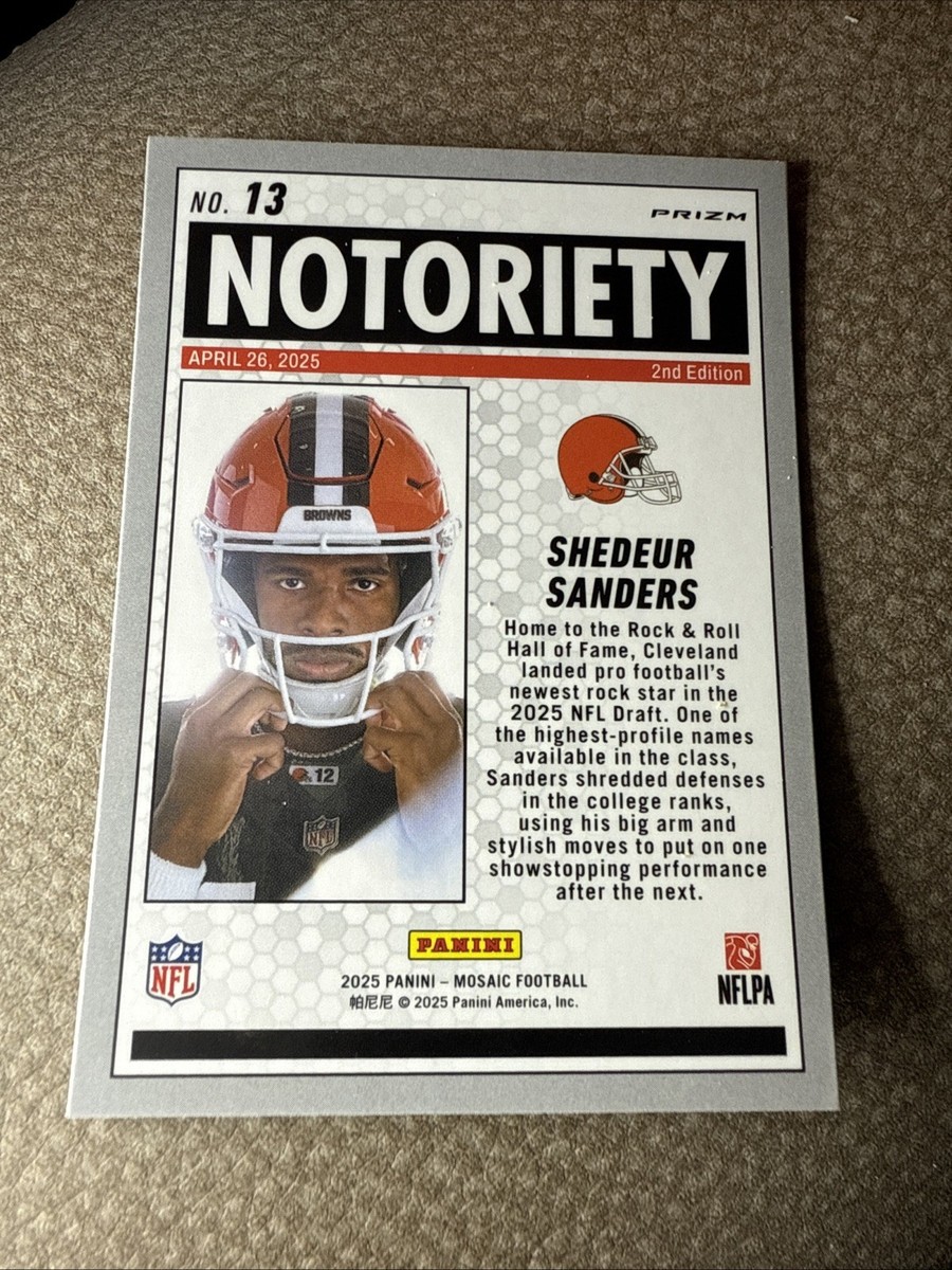 2025 Panini Mosaic #13 Shedeur Sanders Notoriety -Green Mosaic