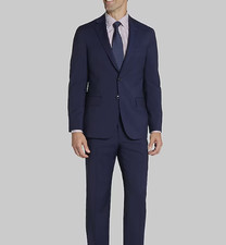 2025 JOS A BANK Navy Blue Thin Striped Full Suit 42R Wool