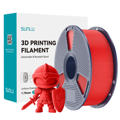 SUNLU PLA+ Filament 1KG/2.2LBS PLA PLUS Neat Spool Red 3D Printer Consumables