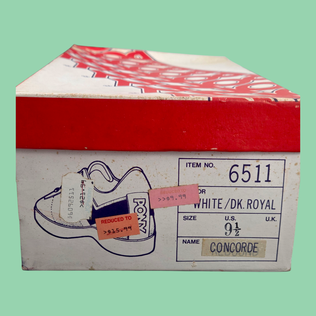 VINTAGE 1979 PONY Concorde Sneakers White/Dk. Royal 6511  display picture 1