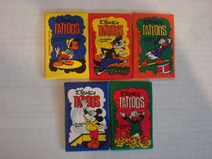 1974 DANDY DISNEY TATTOOS Denmark COMPLETE SET 5 Unopened WAX PACKS
