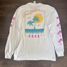 Jonas Brothers Band Cool Shirt M Adult 90s Style Y2K Beach Palm Tree Long Sleeve