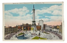 Bird's-eye View of Monument Place~ Indianapolis Indiana ~ Antique 1920s Postcard