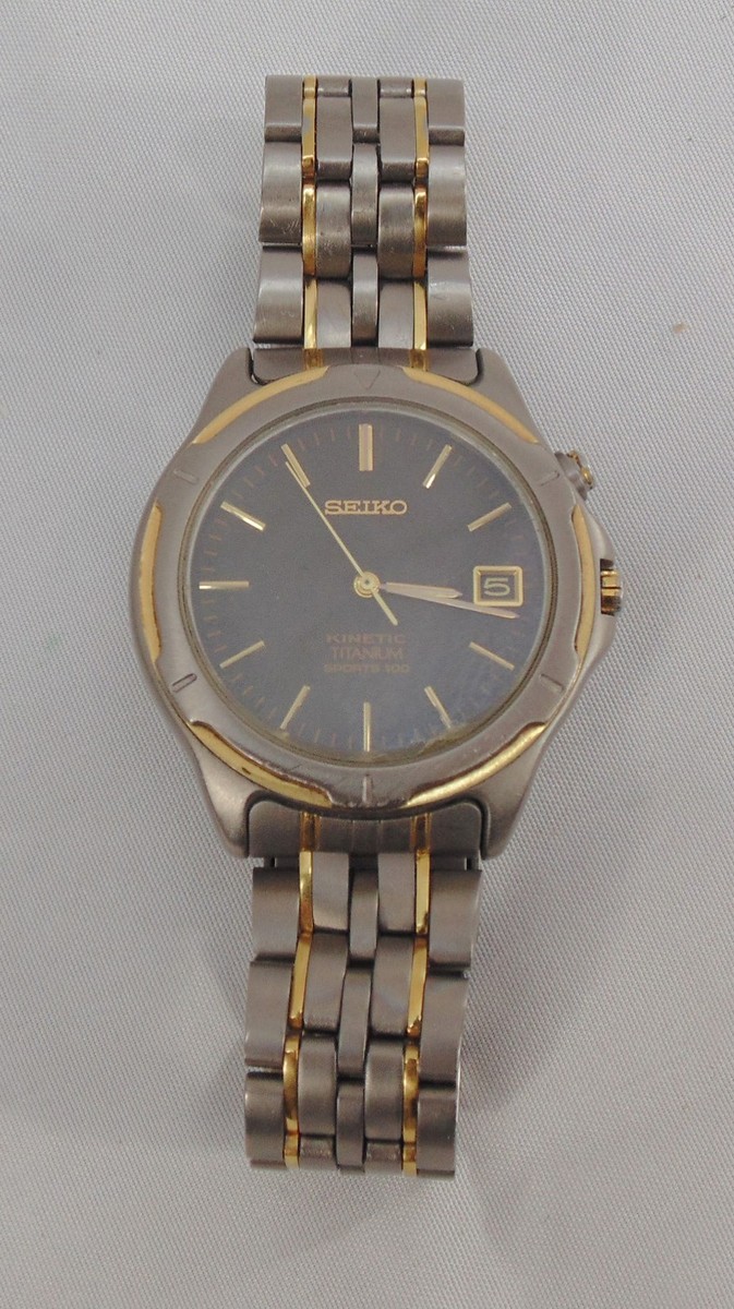 Vintage Seiko Kinetic Sports Titanium Watch 5M62-OC50 Japan