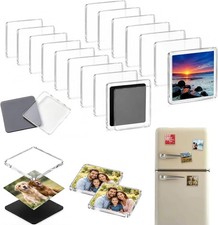 20 PCS DIY Fridge Magnet Kit 2*2*0.16" Acrylic Square Clear Refrigerator Magnets