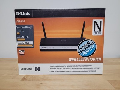 D-Link DIR-615 Wireless N300 Router 4-Port 10/100 QoS Gaming Black Wi-Fi WPS
