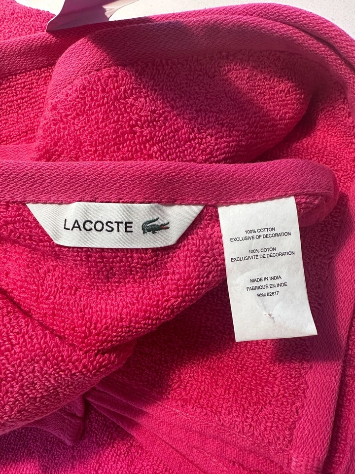 Lacoste ярко розовый полотенце 100% хлопок 30 «x 52» большой крокодила логотип новый с Ярлыками - Изображение 4 из 4