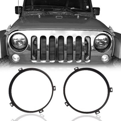 7inch Round Headlight Mounting Bracket Black Ring for 2007-2018 JK & Wrangler Un
