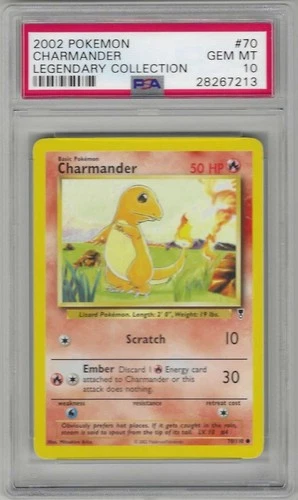 PSA 10 GEM MINT 2002 Pokemon Legendary Collection Charmander #70/110 Common 🔥