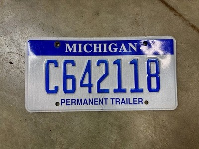 2001 Michigan Permanent Trailer License Plate