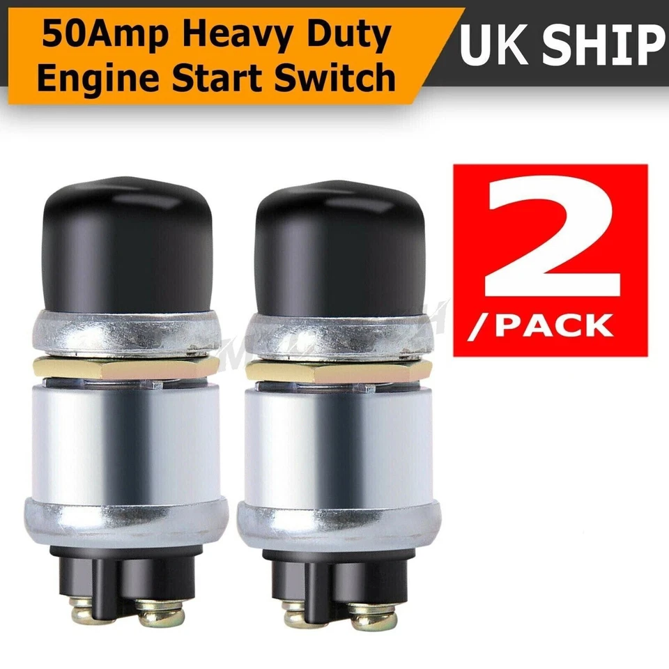 2PCS 12V 50A Waterproof Switch Push Button Car Boat Horn Engine Start Starter UK - Image 1 of 1