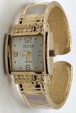 Orologio STUDIO TIME DONNA NUOVO batteria oro braccialetto cerniera bianco MOP accenti