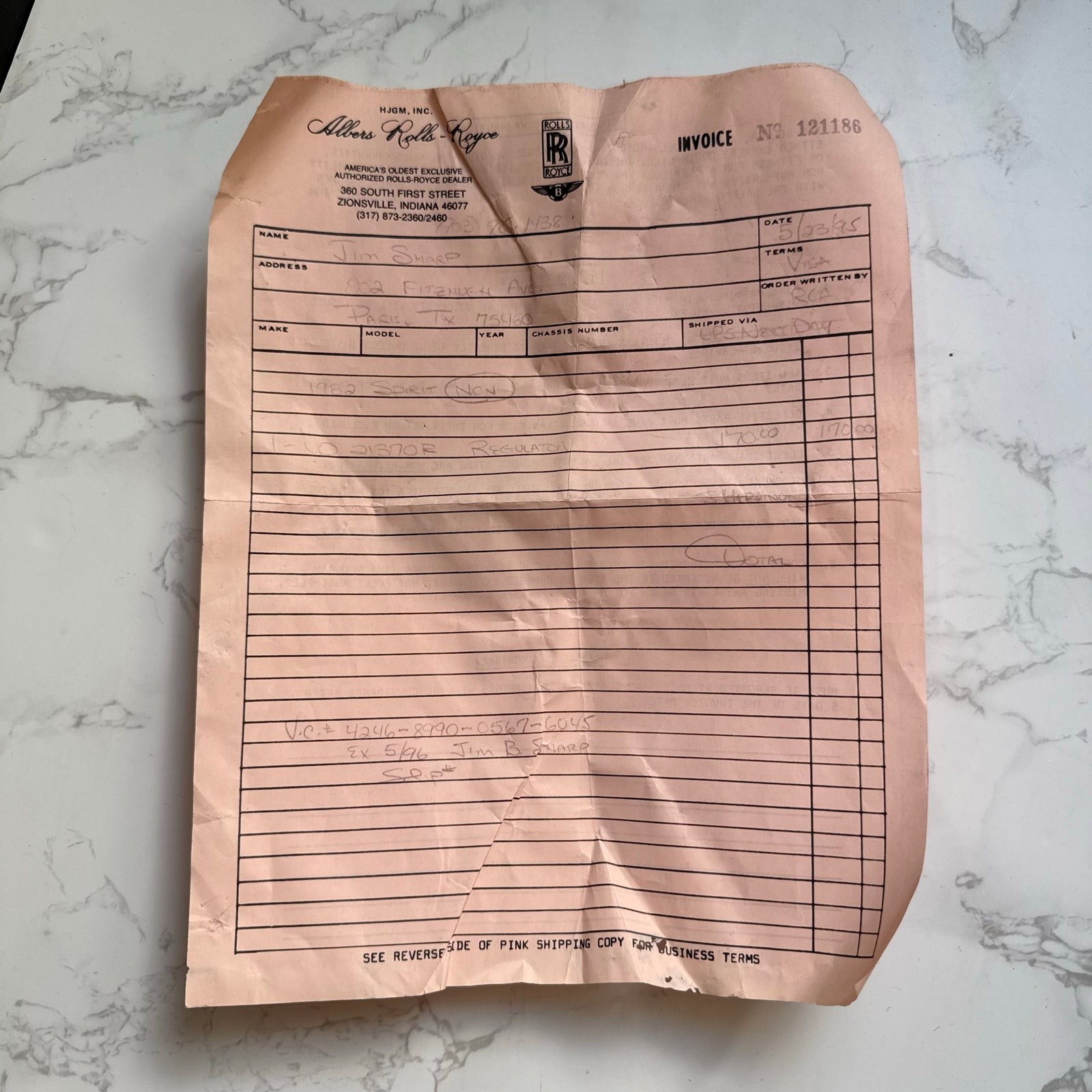 VTG Rolls Royce Silver Shadow T1 CAV 440/D 12V Volt Regulator 1995 Invoice Bag