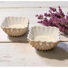 Vintage Fenton Hobnail White Ruffled Milk Glass Nut Candy Dishes Set of 2