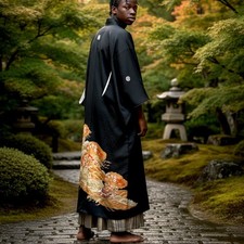 Vintage Japanese Embroidered Kimono Auspicious Storyline Classic Piece