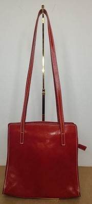 Vntg Red Leather Purse I Ponti Firenze Italy Double Shoulder Strap 