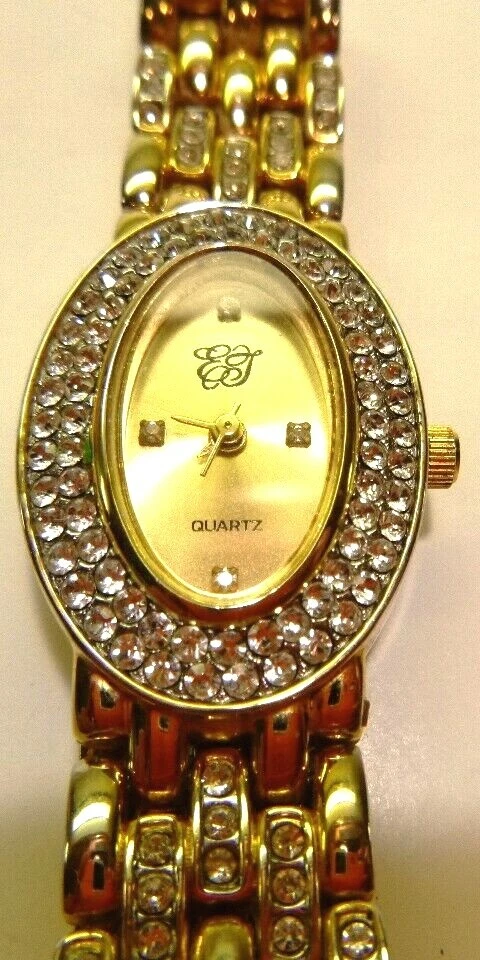Reloj pulsera EJ Ernest Jones para mujer, tono dorado con cristales blancos, moda Foto 2 de 4