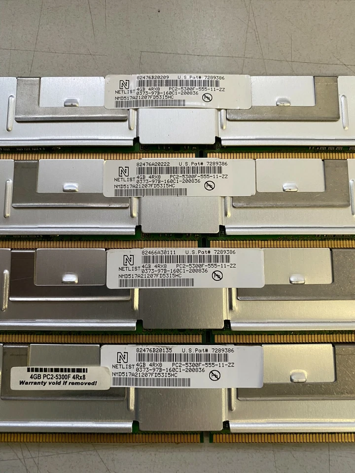 NETLIST 4GB PC2-5300F 2Rx4 CL5 240-Pin (NMD517A21207) DIMMs (Lots of 8) - Image 3 of 3