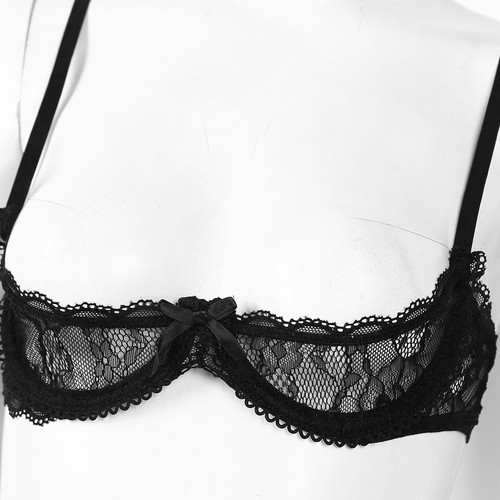 ~Sexy Women Lace Quarter Cup Underwired Shelf Push Up Bra Unlined Bralette Top - Picture 11 of 117