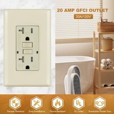 20A GFCI Outlet WR Receptacle Tamper Resistant ETL Listed,Ivory,TR,LED Indicator