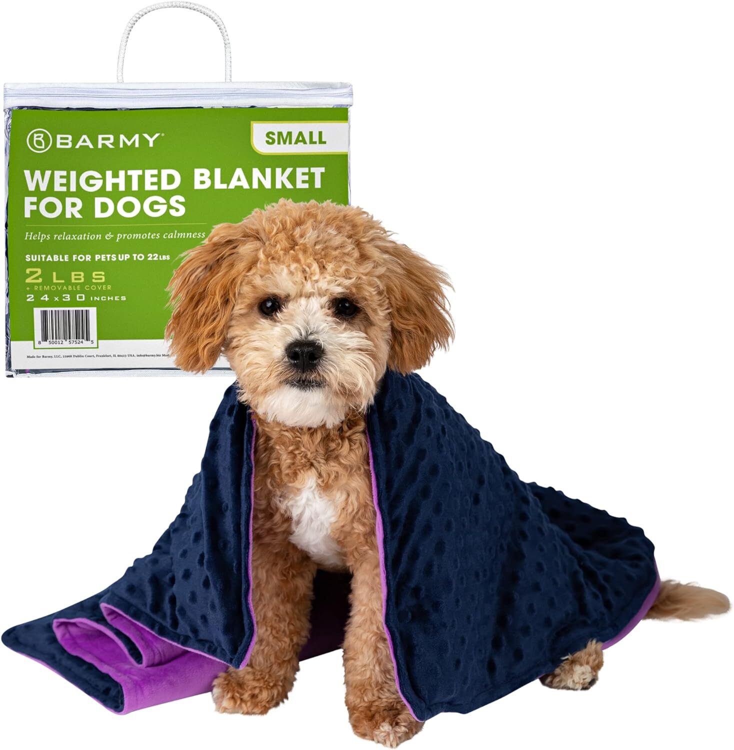 Weighted Blanket for Dogs in Navy Blue and Purple - Washable & Cozy-image