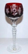 STUNNING AJKA CRYSTAL MARSALA DEEP RUBY RED CUT TO CLEAR 8 1/4" WINE HOCK GLASS