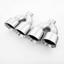 Staggered Quad 4.5 Out 3 Inlet 304 Stainless Steel Exhaust Tips Dual Wall Staggered Quad 4.5 Out 3 Inlet 304 Stainless Steel Exhaust Tips Dual Wall