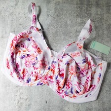 Goddess Kayla Stretch Cup Underwire Bra UK 42GG White Floral Print NWT