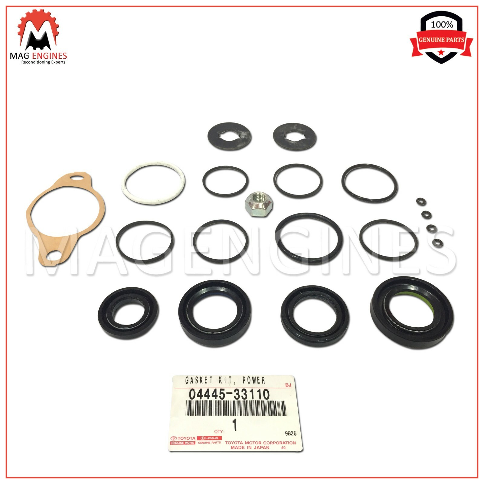 04445-33110 GENUINE OEM GASKET KIT, POWER STEERING GEAR (FOR RACK 