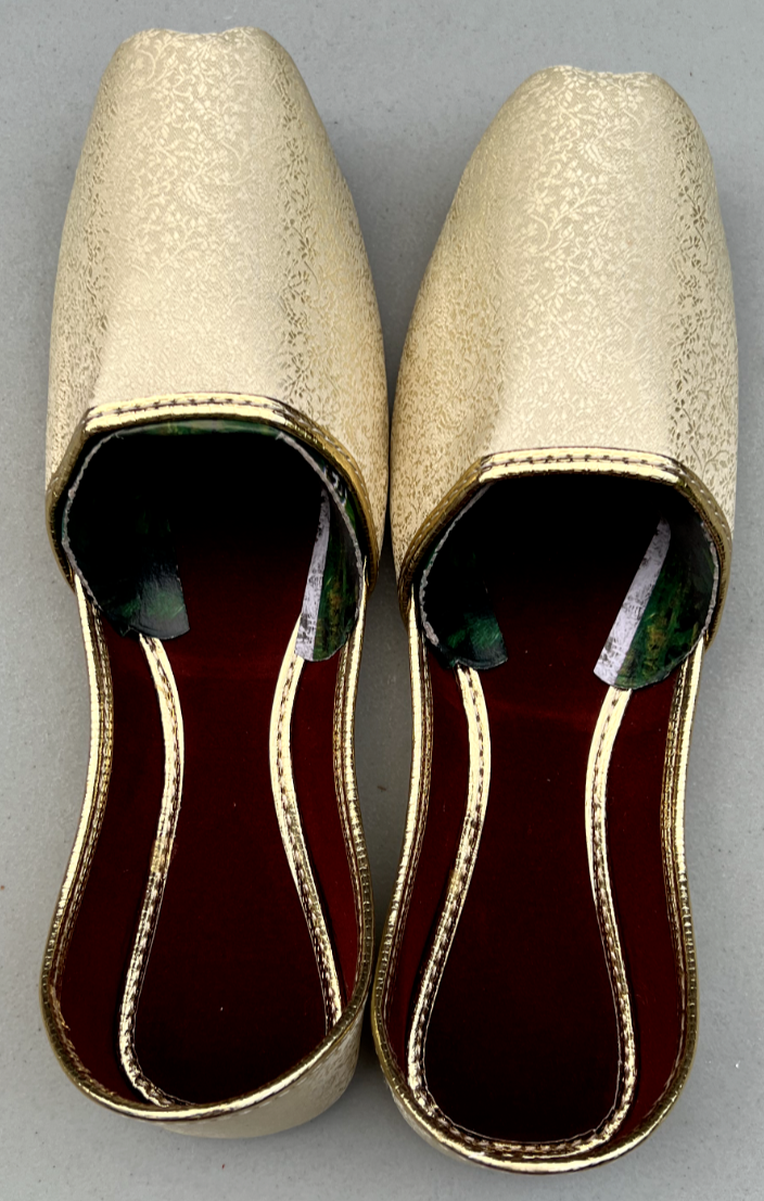 PANTOFOLA D’ORO Scarpe piatte indiane punjabi pakistane etniche tradizionali uomo Jamawar Khussa US 9 5