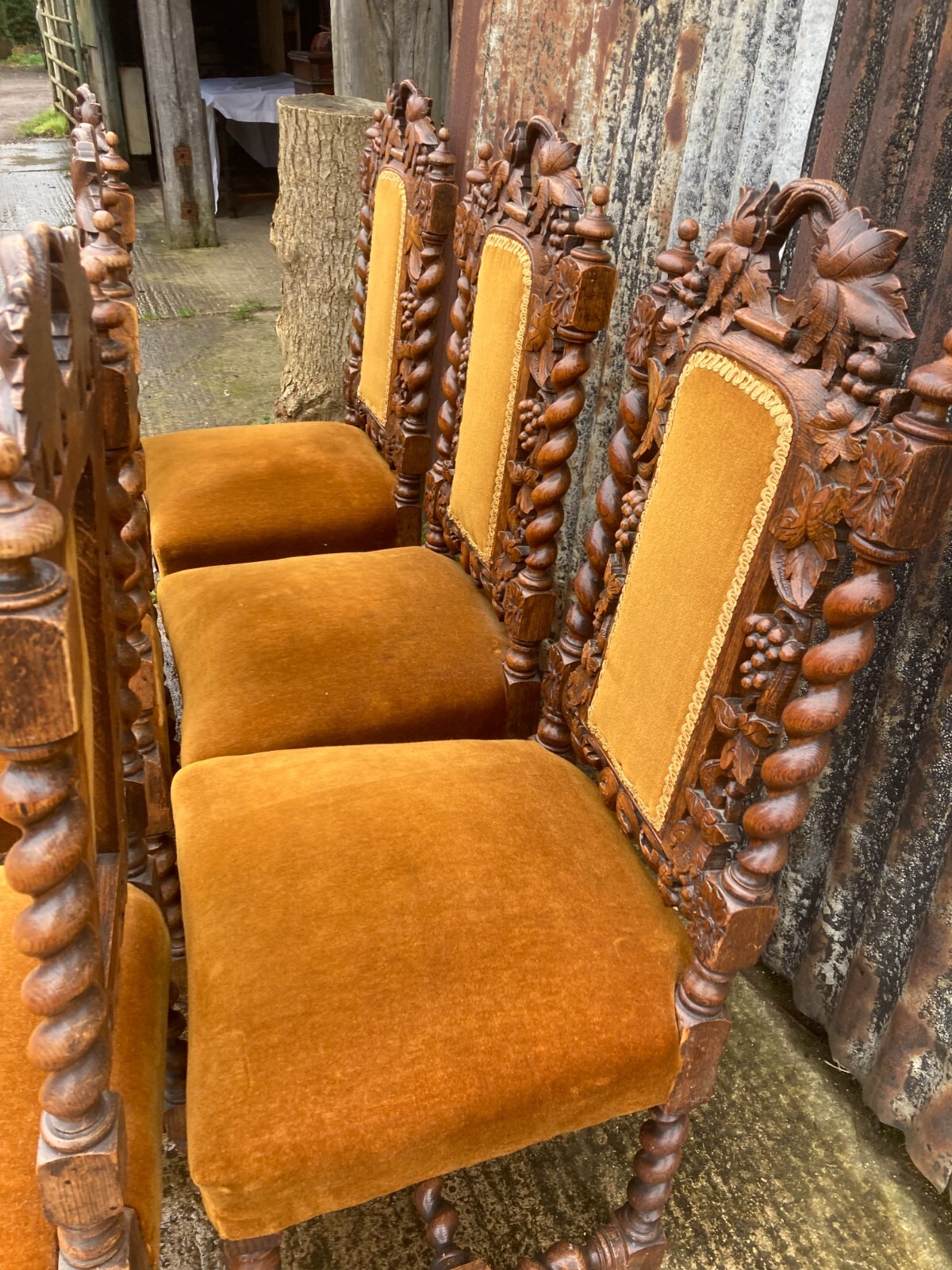 Set Of 6 Victorian Carved Oak Dining Chairs eBay