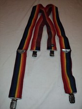 Vintage Rainbow Clip Suspenders Mork Mindy Clown 2  Wide Elastic 70s 80s Pride