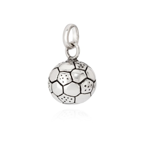 Fußball Charm Anhänger 925 Silber - Mit Karabinerverschluss Für Bettelarmbänder