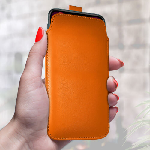 PU Leather Pull Tab Flip Case Cover Pouch For Various Mobile Phones - Orange (L) - Afbeelding 1 van 1